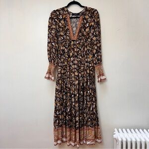o.p.t. Bohemian Floral Maxi Dress in Black and Brown